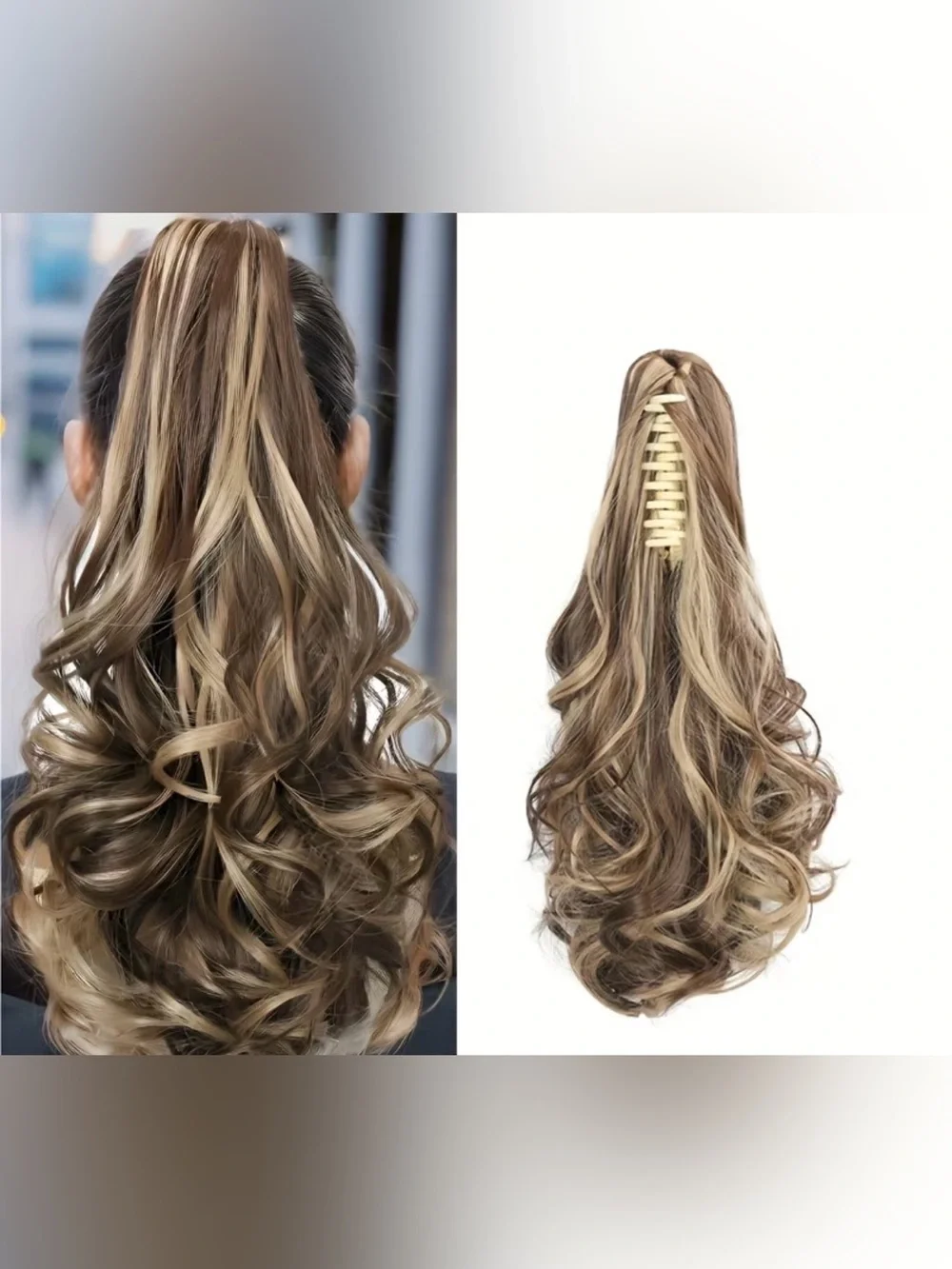 12-Inch Clip-In Ponytail with Short Wavy Curls - Heat-Resistant Synthetic Hair
